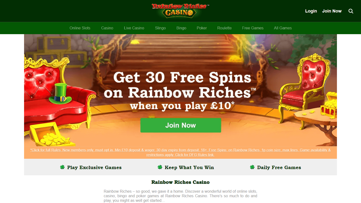 Rainbow Riches Casino Desktop screenshot